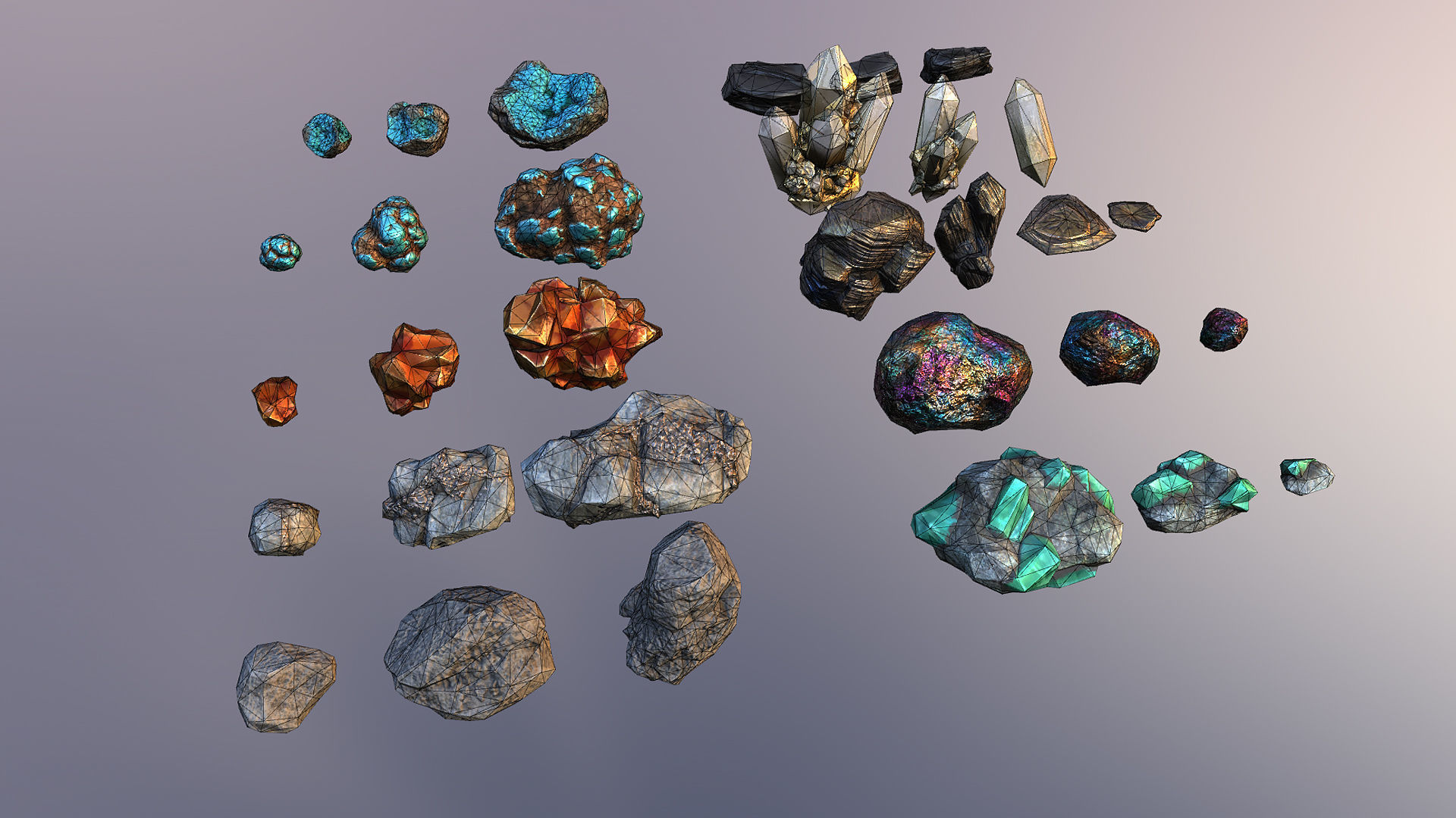 Minerals pack Low-poly 3D model_1