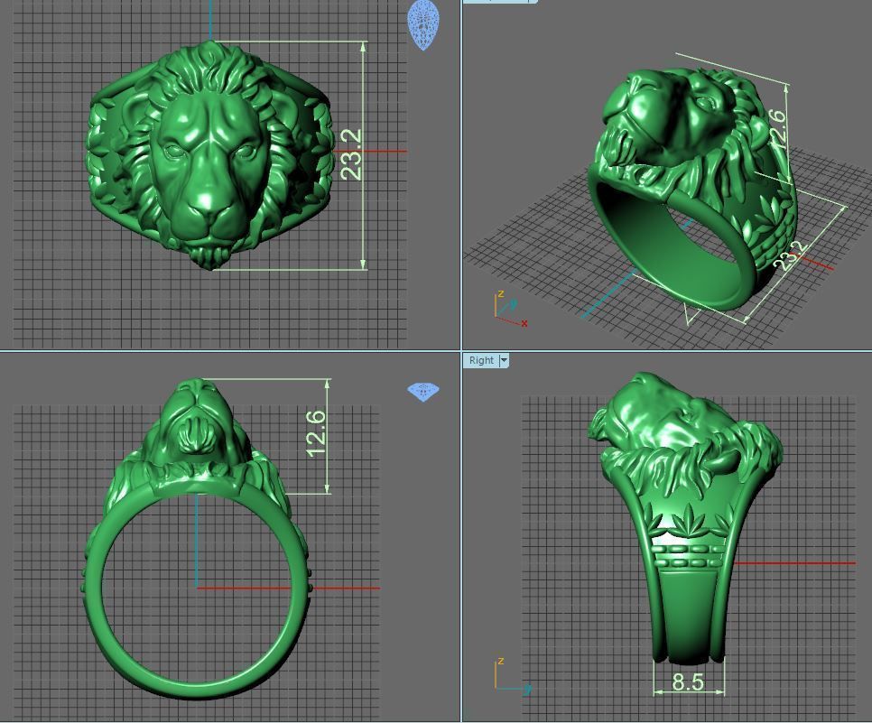 lion ring 3D print model_4
