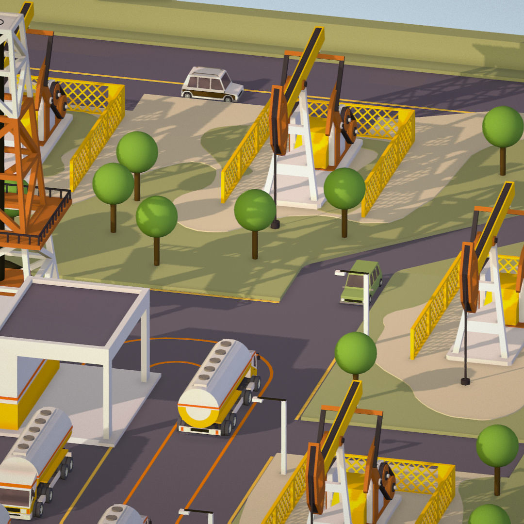 representing oil field extracting crude oil Low-poly 3D model_31