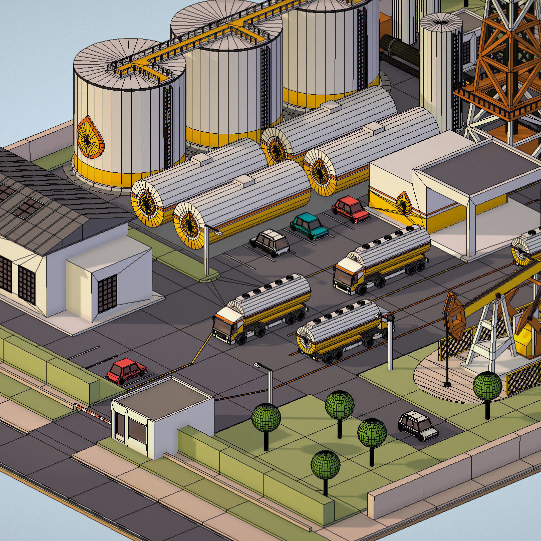 representing oil field extracting crude oil Low-poly 3D model_43