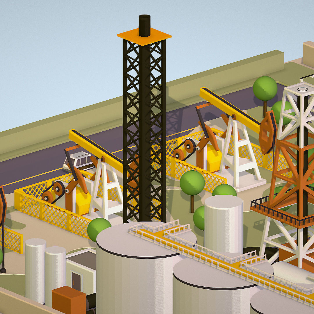 representing oil field extracting crude oil Low-poly 3D model_39
