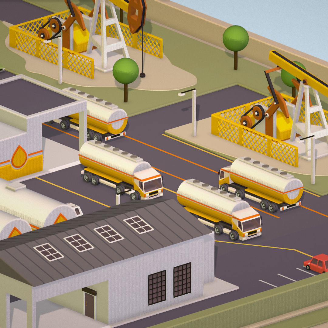 representing oil field extracting crude oil Low-poly 3D model_32
