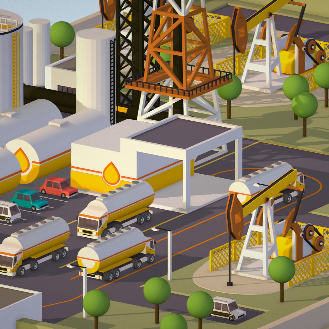 representing oil field extracting crude oil Low-poly 3D model_29