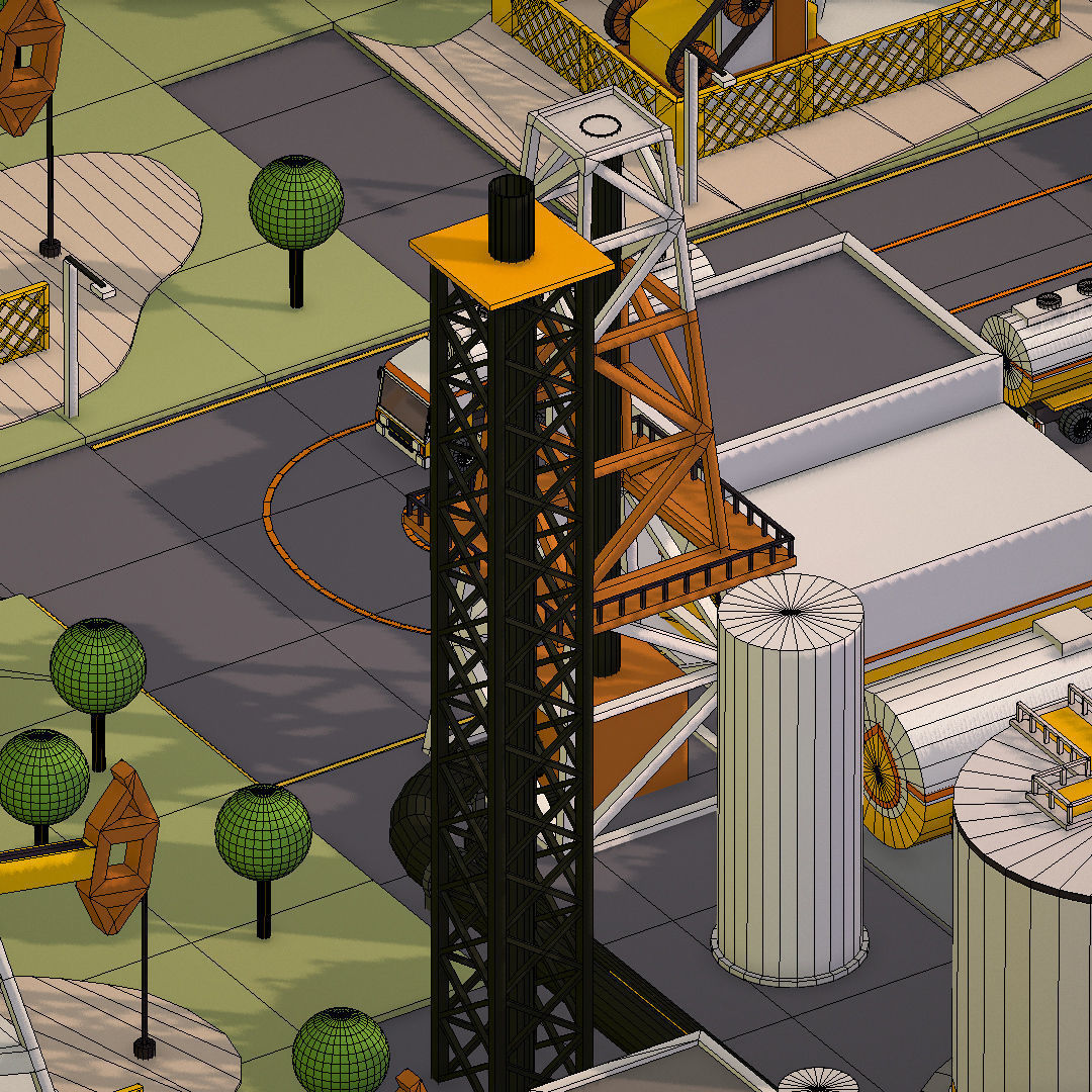 representing oil field extracting crude oil Low-poly 3D model_45