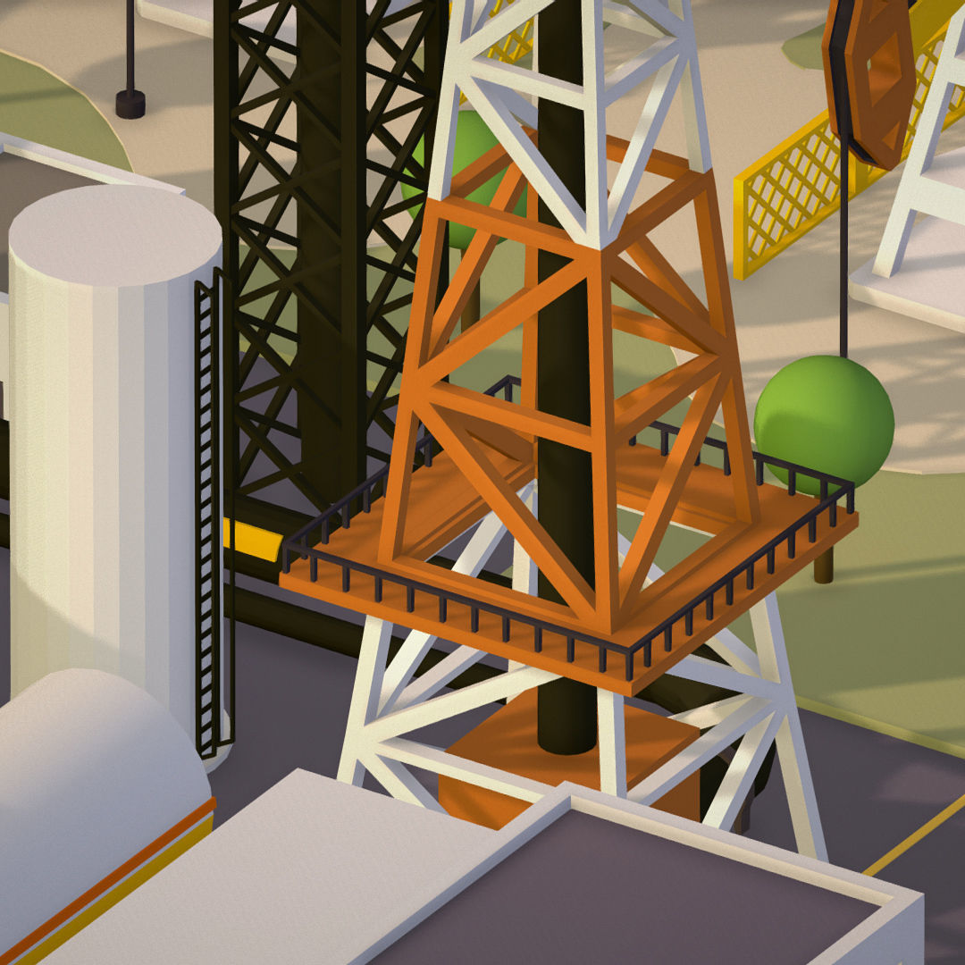 representing oil field extracting crude oil Low-poly 3D model_19