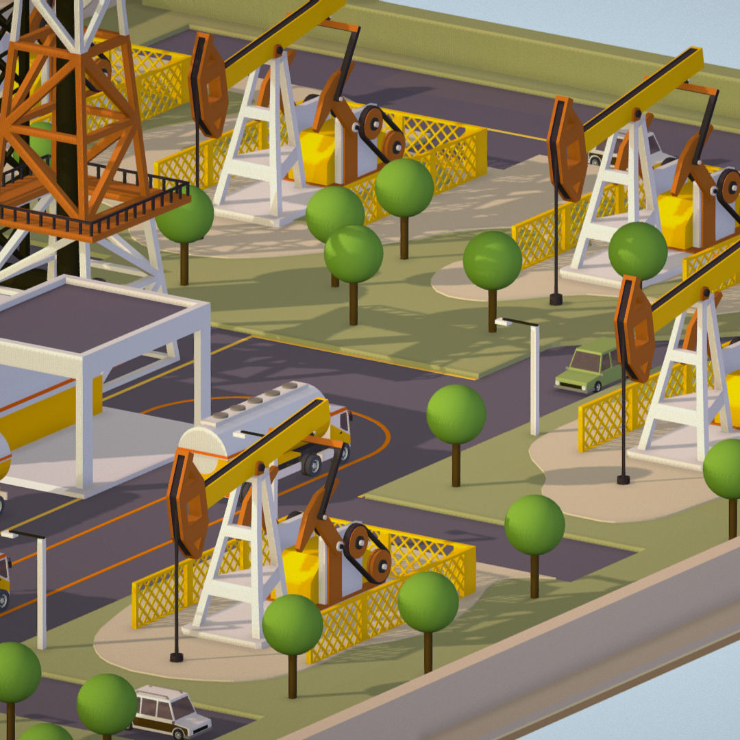 representing oil field extracting crude oil Low-poly 3D model_30
