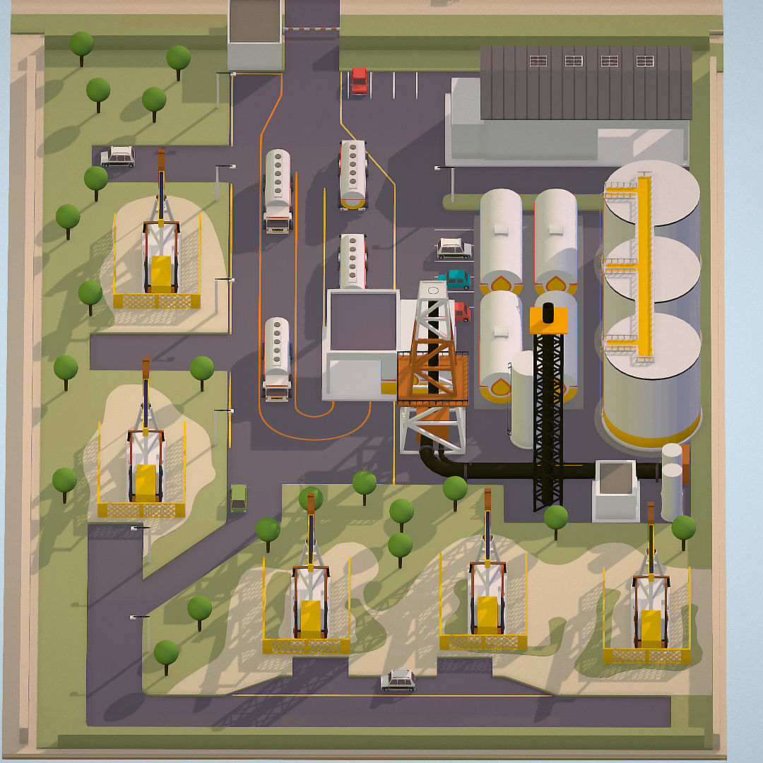 representing oil field extracting crude oil Low-poly 3D model_5