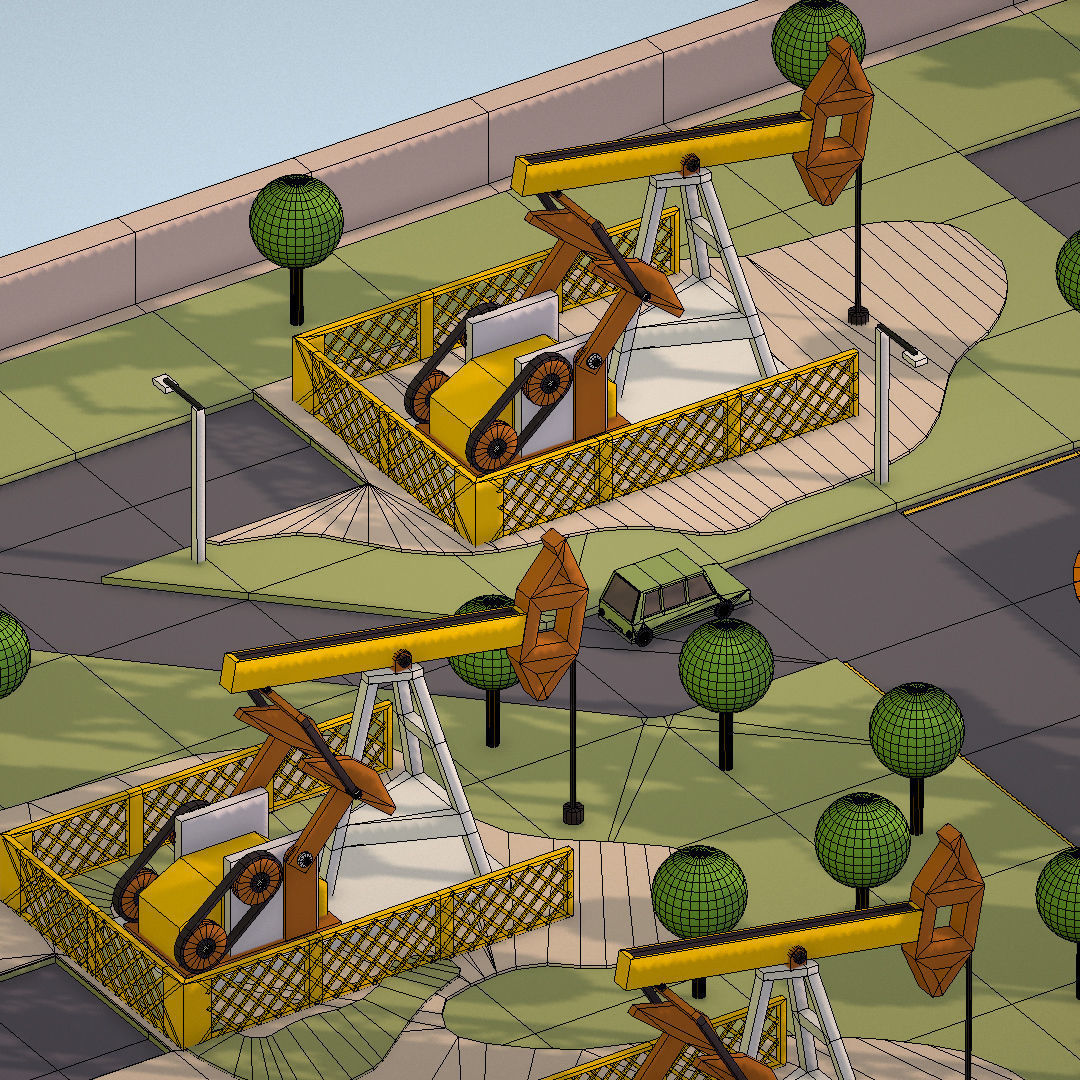 representing oil field extracting crude oil Low-poly 3D model_44