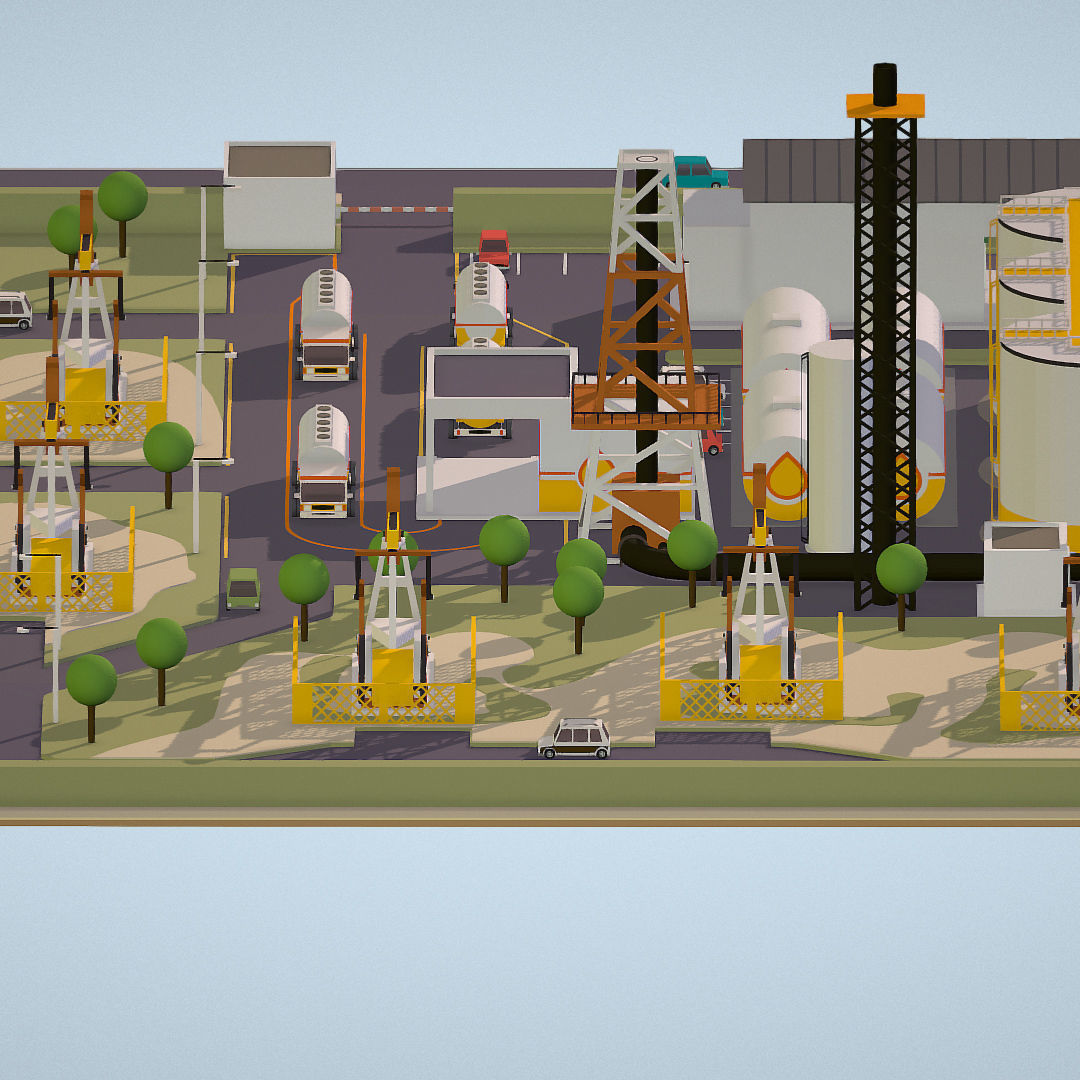 representing oil field extracting crude oil Low-poly 3D model_6