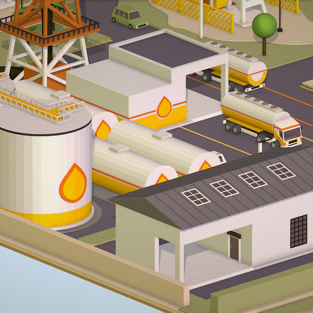 representing oil field extracting crude oil Low-poly 3D model_35