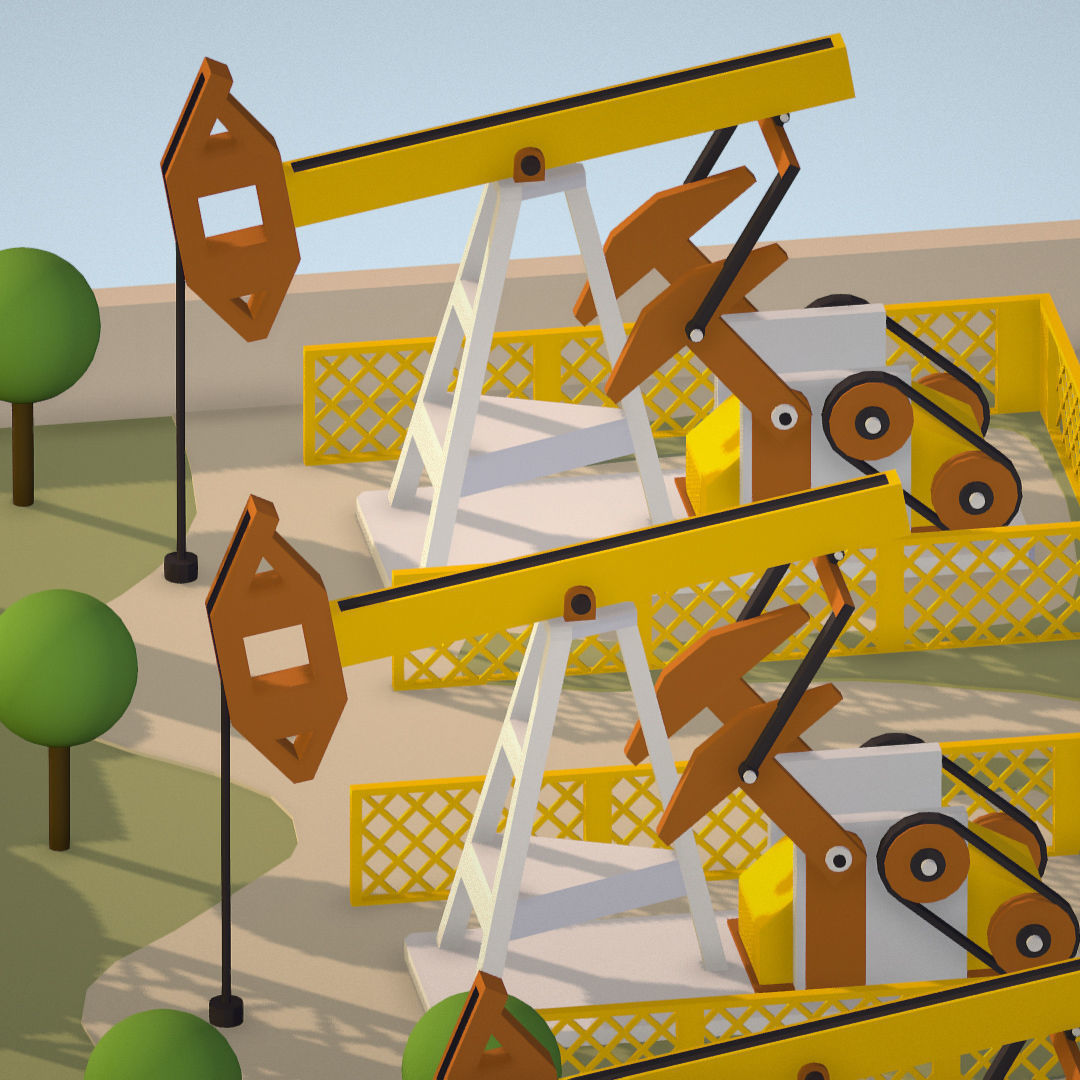 representing oil field extracting crude oil Low-poly 3D model_18