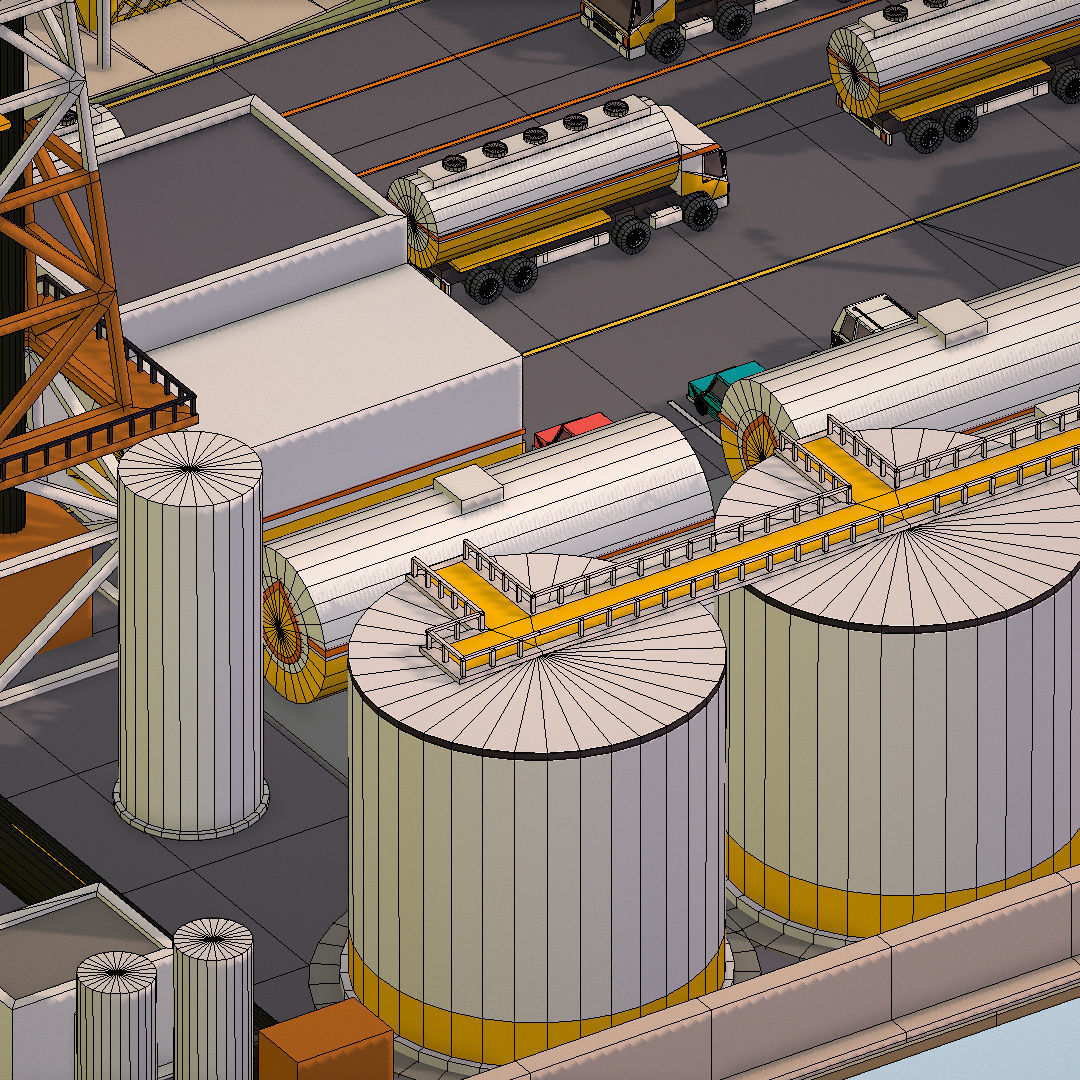 representing oil field extracting crude oil Low-poly 3D model_47