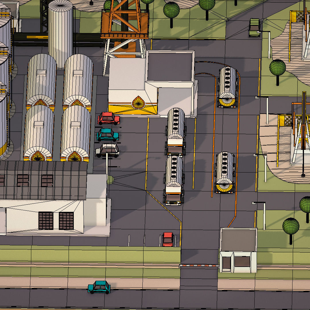 representing oil field extracting crude oil Low-poly 3D model_38