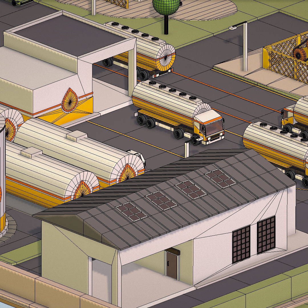 representing oil field extracting crude oil Low-poly 3D model_52