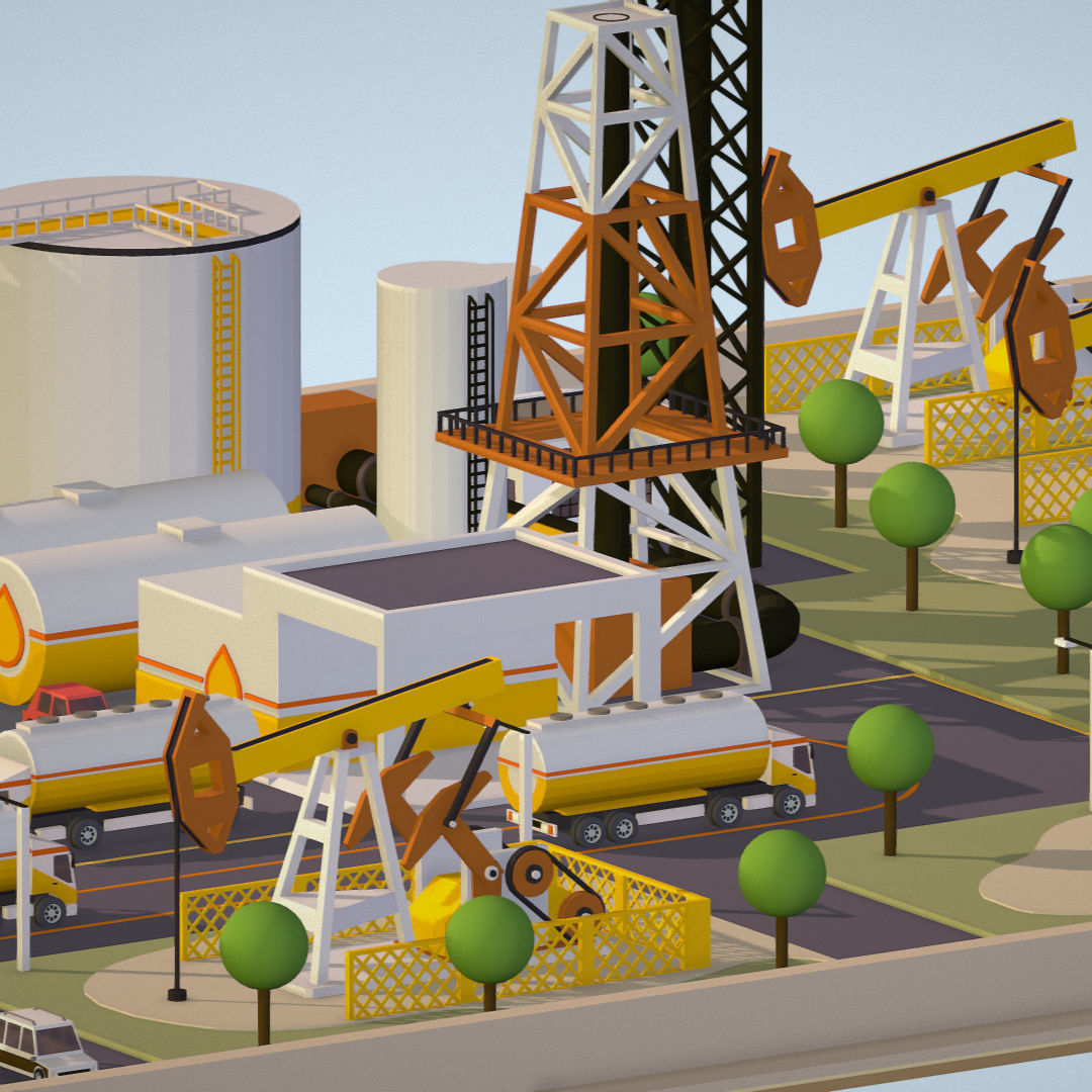 representing oil field extracting crude oil Low-poly 3D model_11