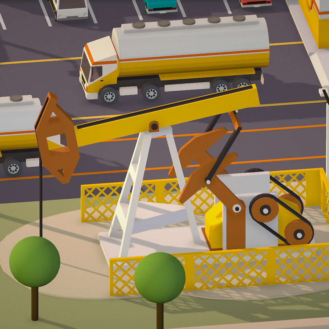 representing oil field extracting crude oil Low-poly 3D model_21