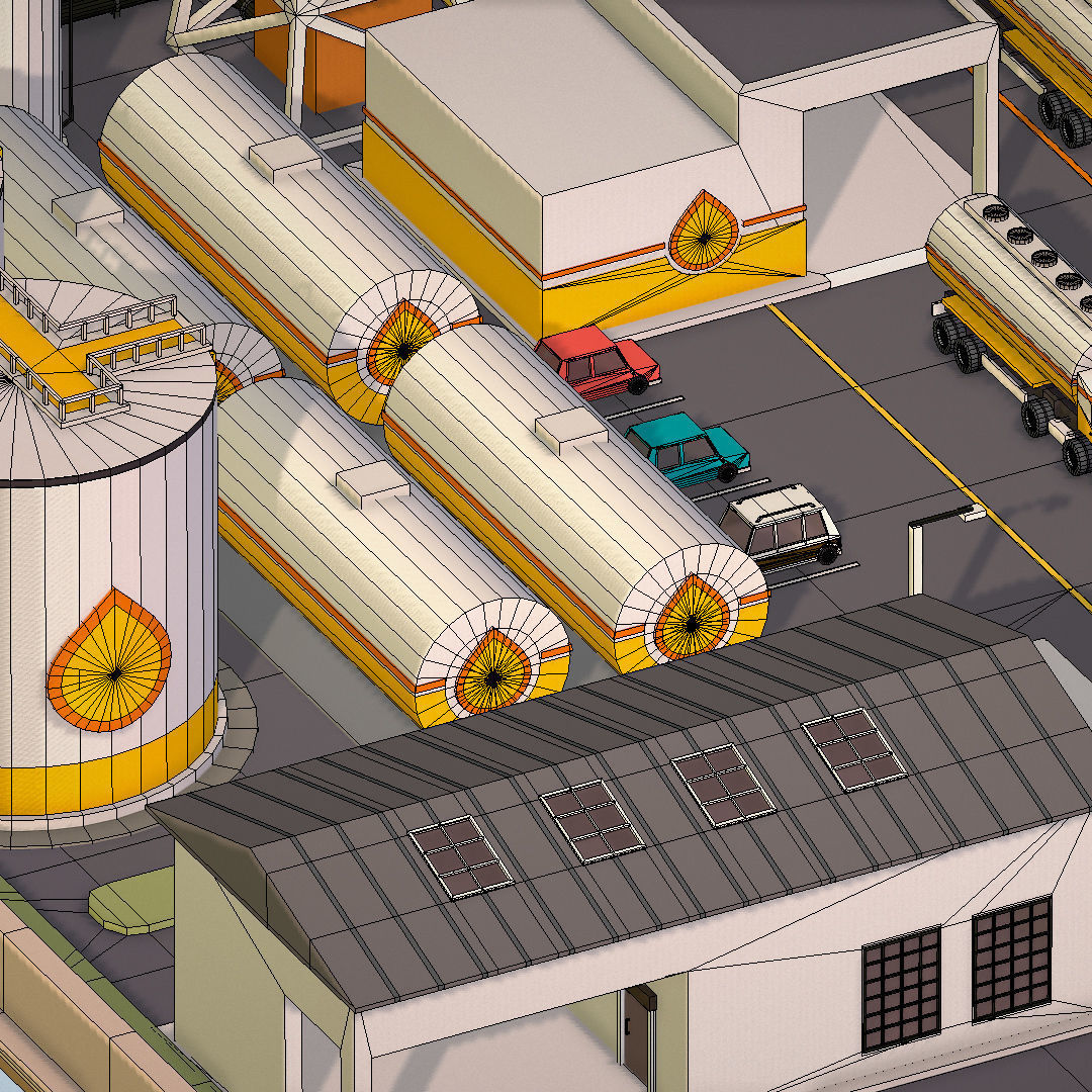 representing oil field extracting crude oil Low-poly 3D model_53