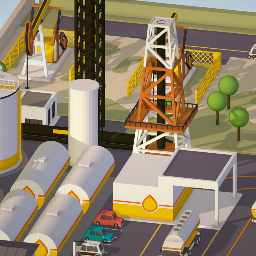 representing oil field extracting crude oil Low-poly 3D model_34