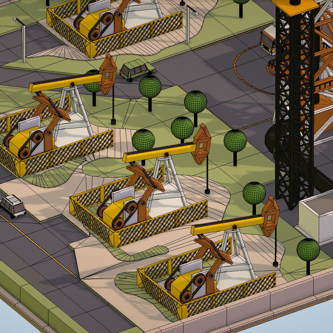 representing oil field extracting crude oil Low-poly 3D model_48