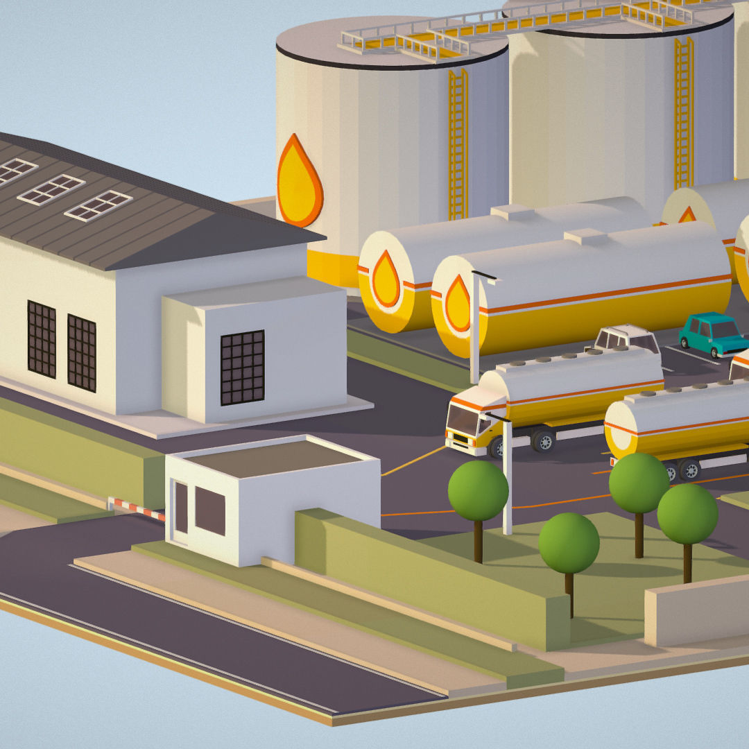 representing oil field extracting crude oil Low-poly 3D model_8