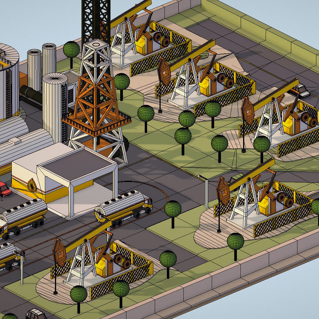 representing oil field extracting crude oil Low-poly 3D model_40