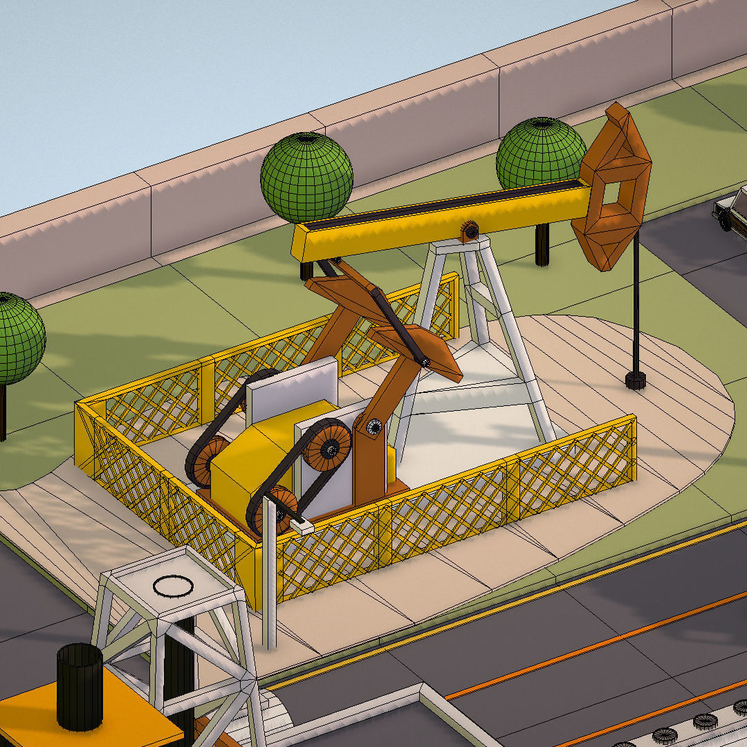 representing oil field extracting crude oil Low-poly 3D model_49