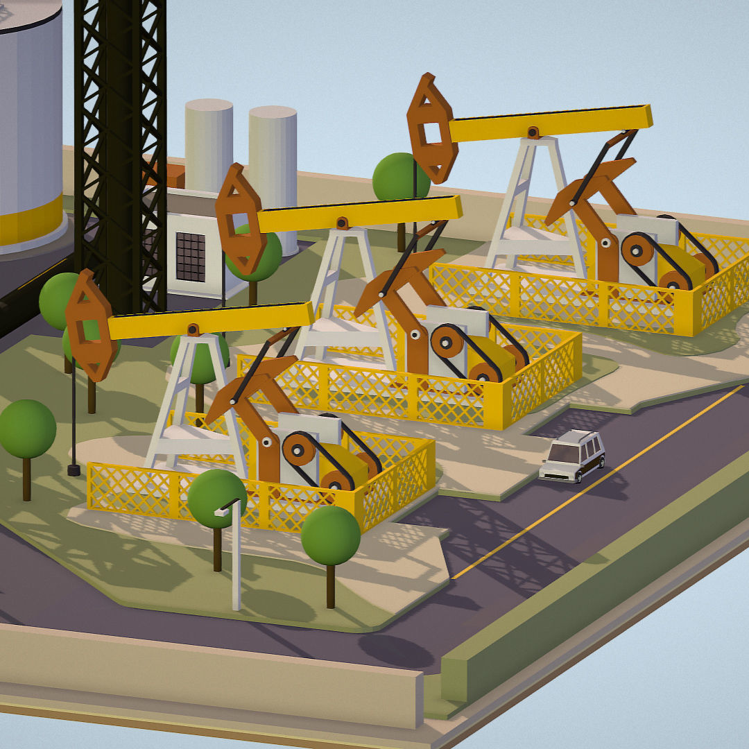 representing oil field extracting crude oil Low-poly 3D model_9