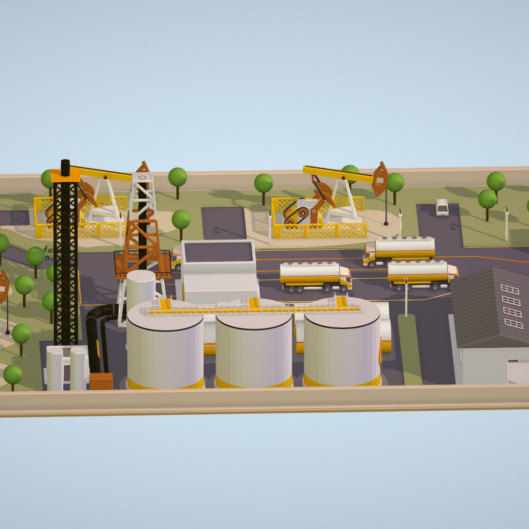 representing oil field extracting crude oil Low-poly 3D model_2