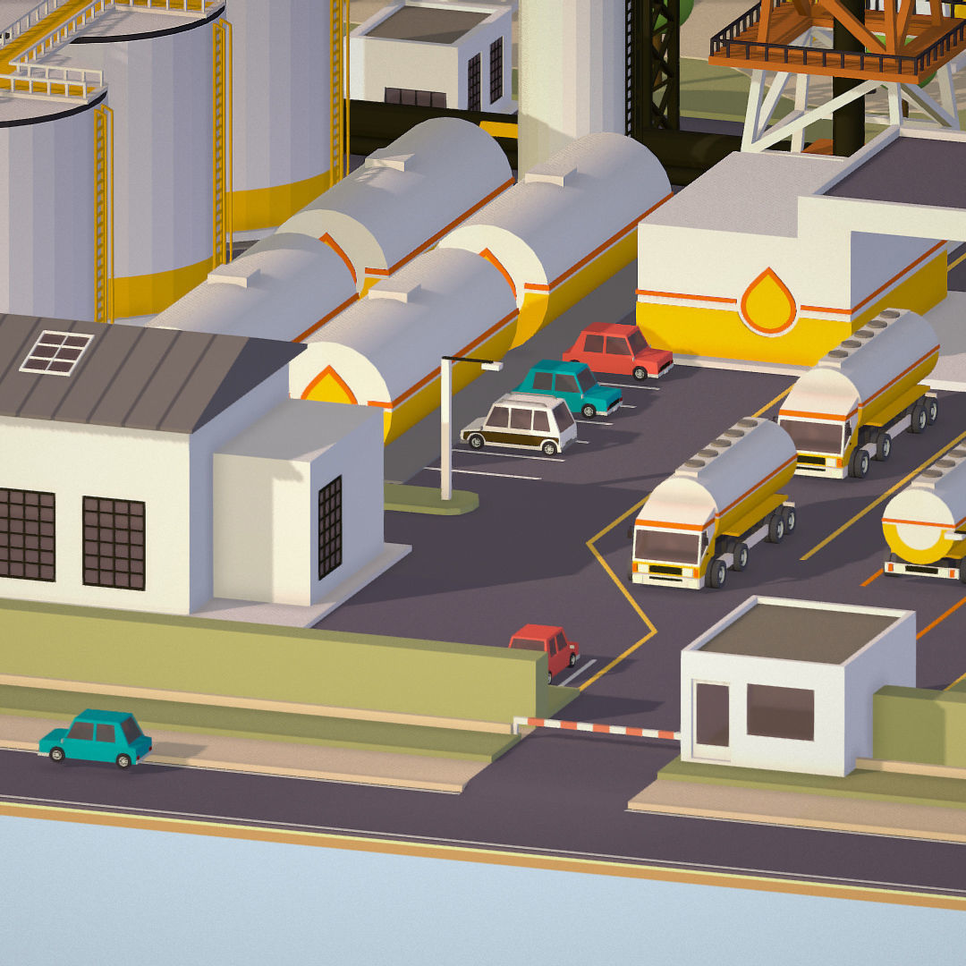 representing oil field extracting crude oil Low-poly 3D model_12