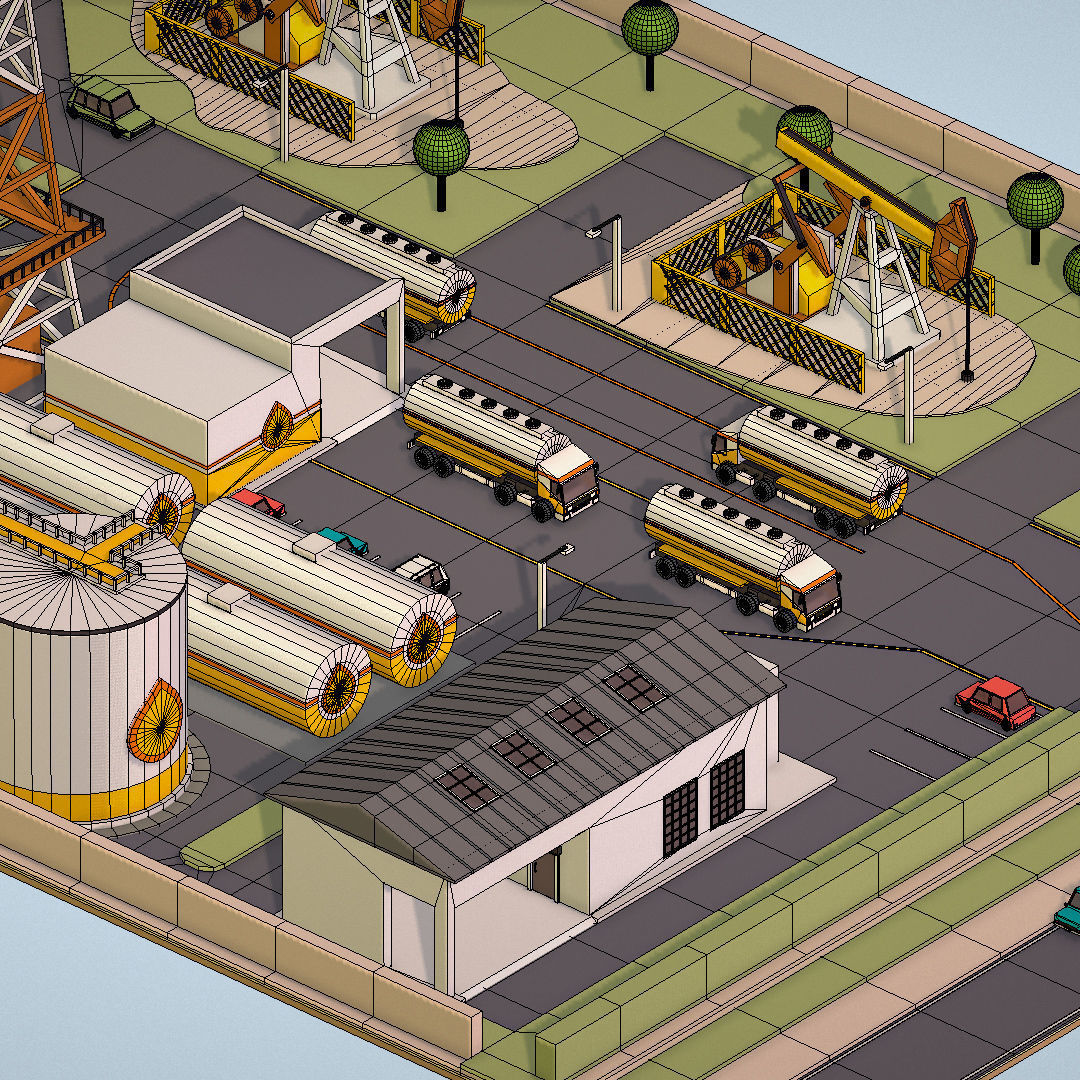 representing oil field extracting crude oil Low-poly 3D model_41