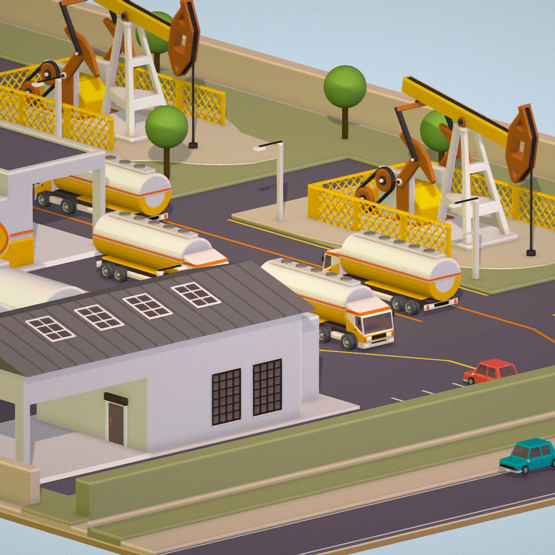 representing oil field extracting crude oil Low-poly 3D model_10