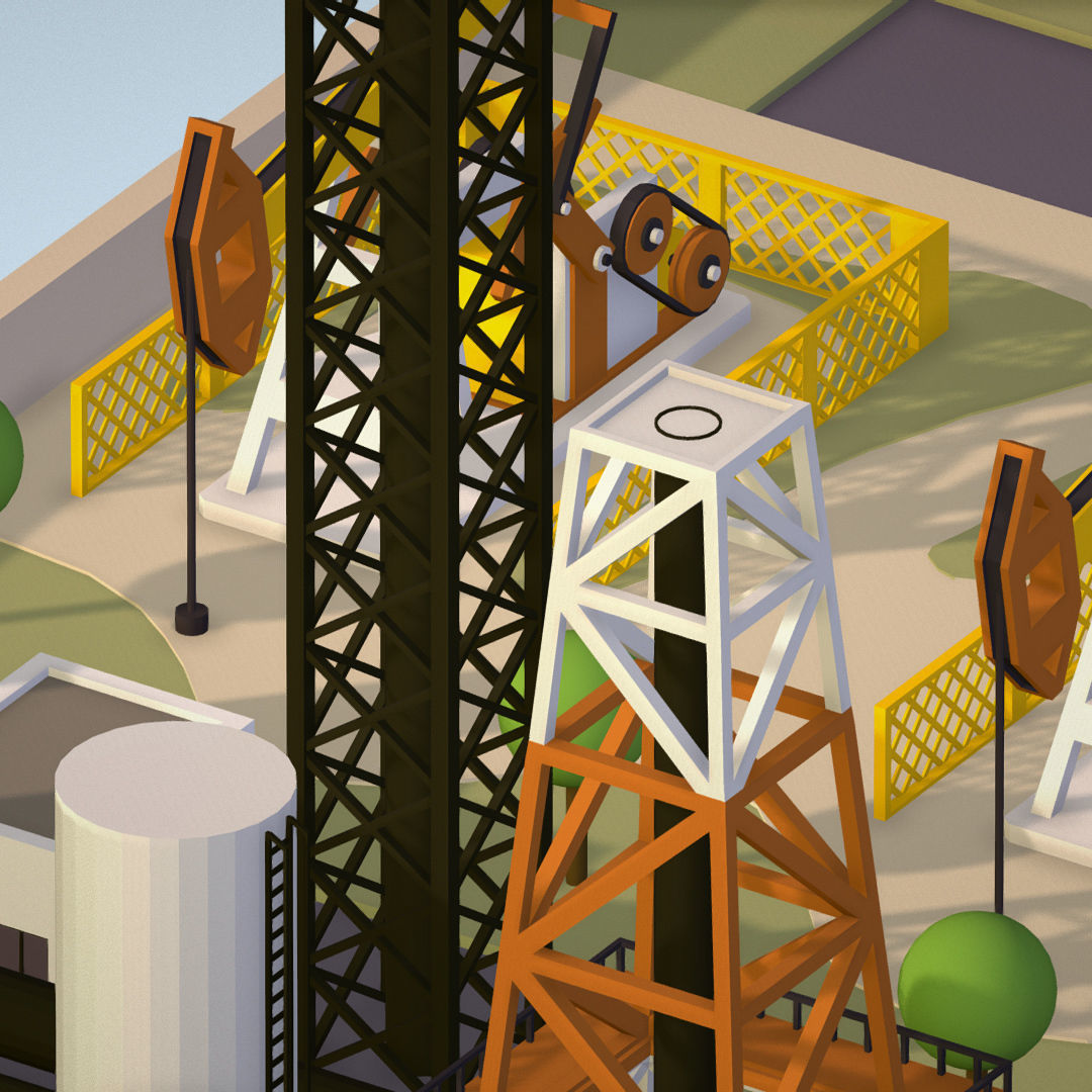 representing oil field extracting crude oil Low-poly 3D model_24