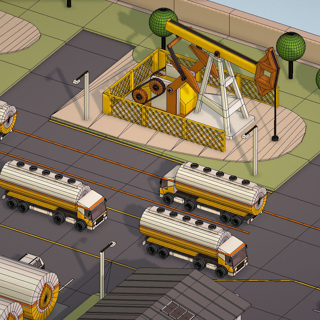 representing oil field extracting crude oil Low-poly 3D model_51
