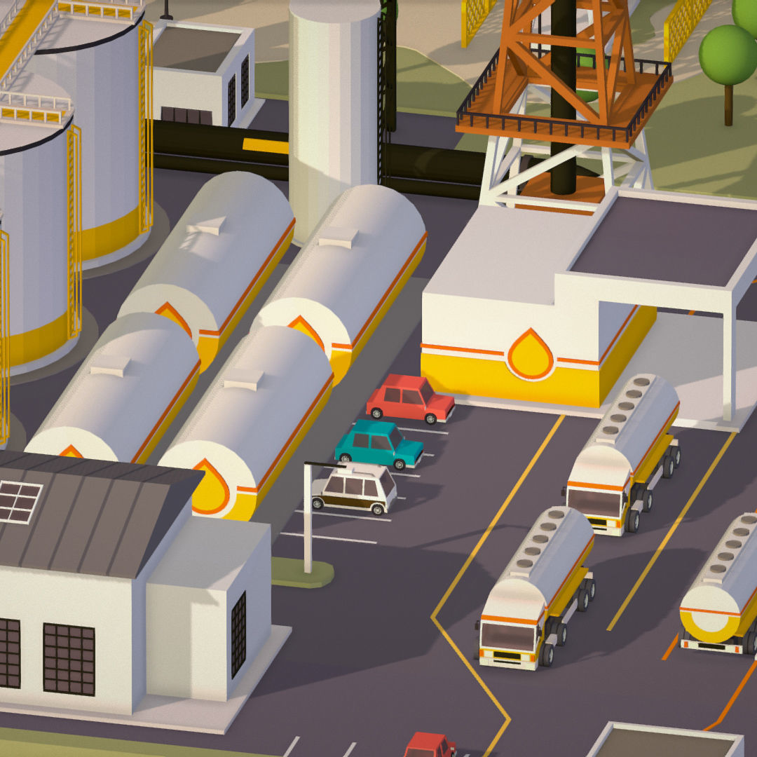 representing oil field extracting crude oil Low-poly 3D model_28