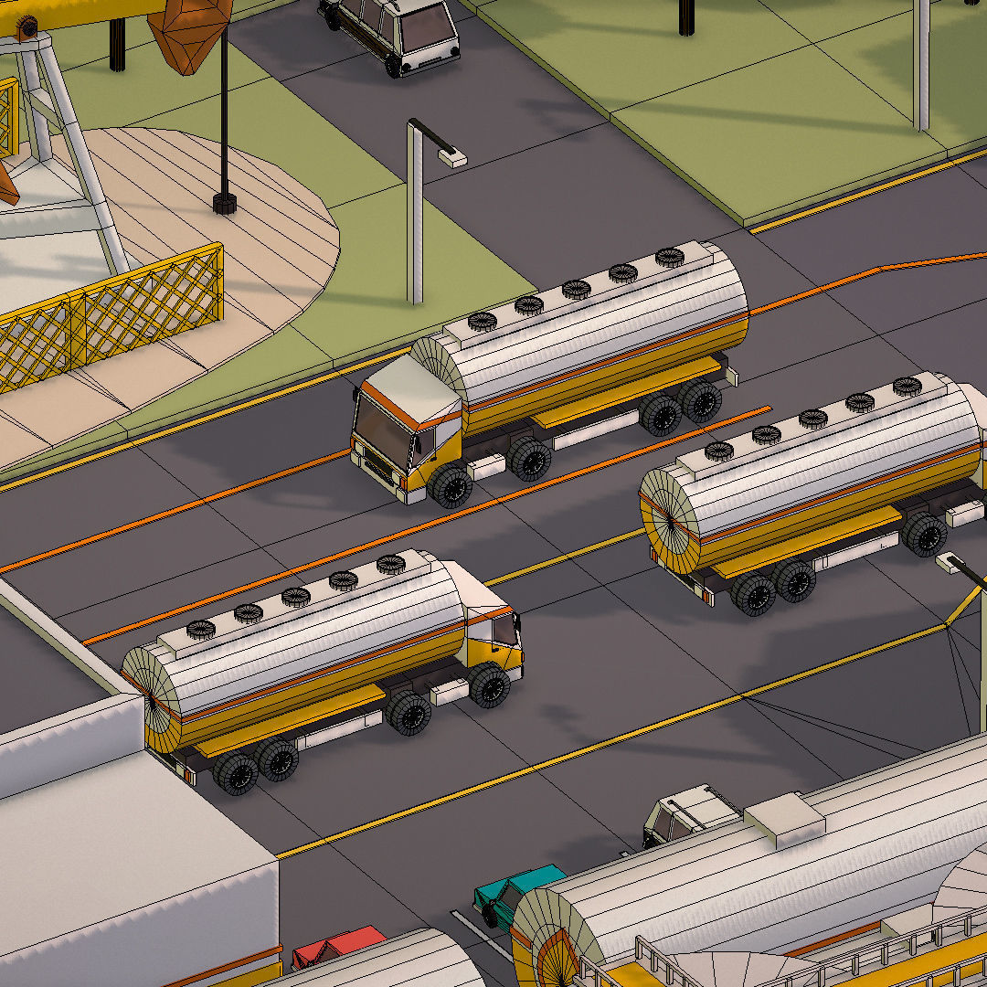 representing oil field extracting crude oil Low-poly 3D model_50