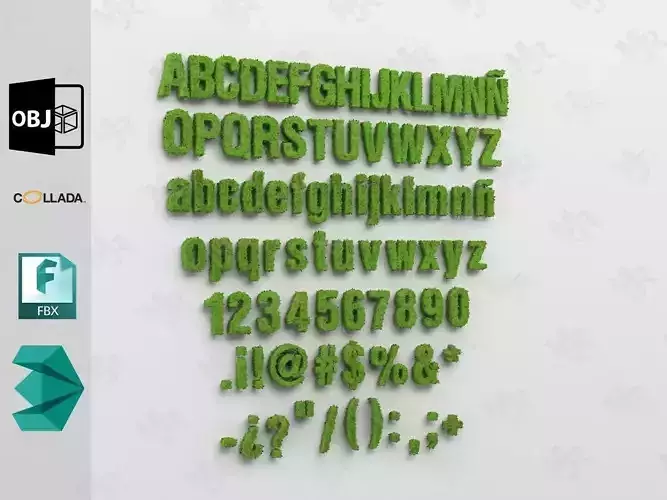 Alphabet1 set of letters and numbers 3D model
