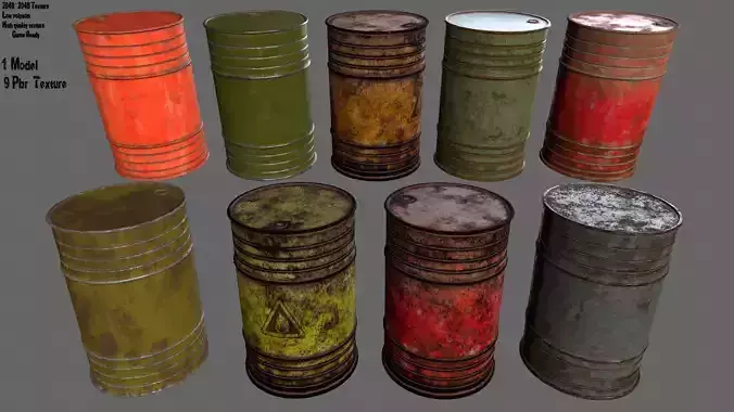 Barrel rusty oil barrels