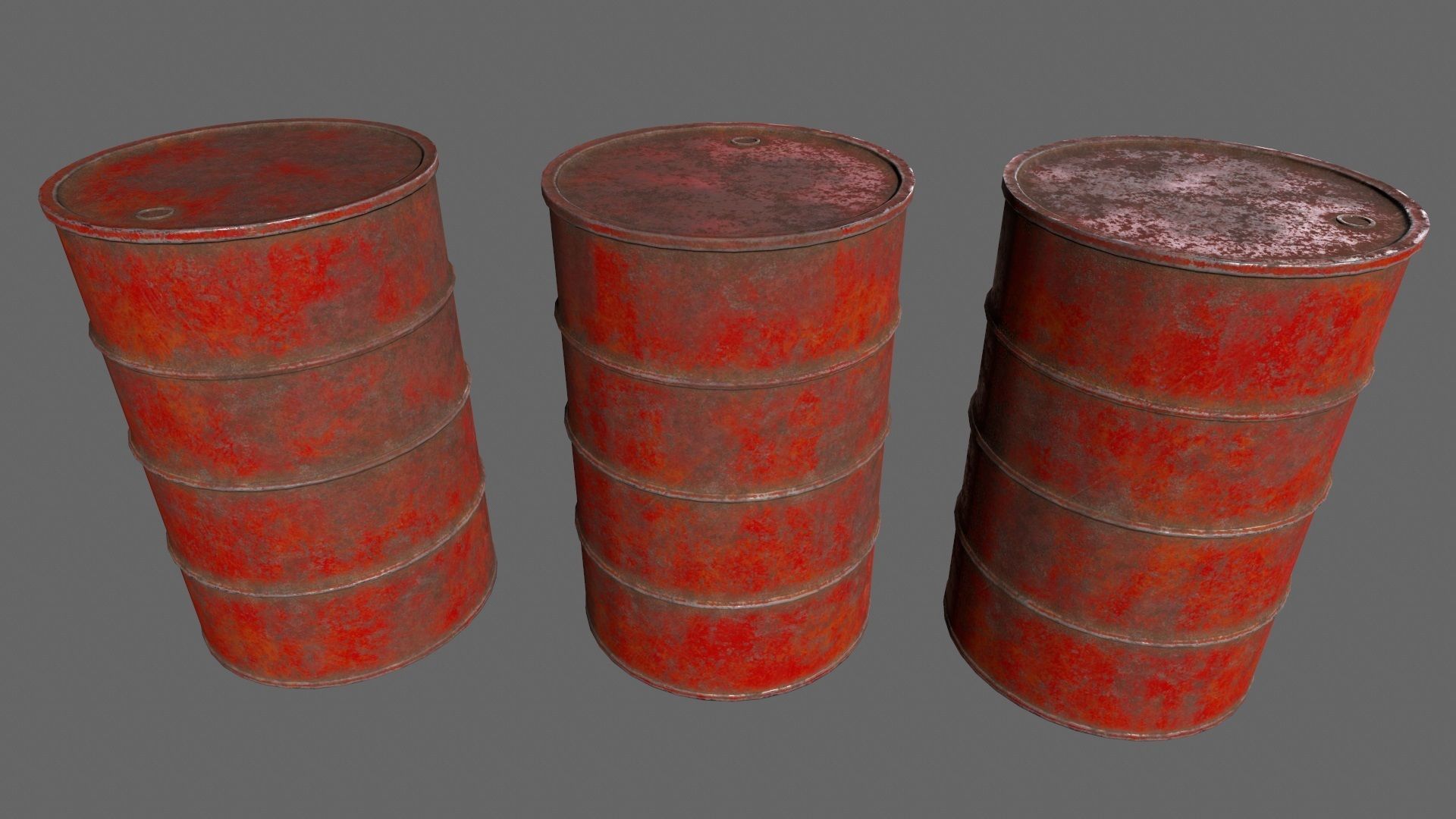Barrel 1 different colored rusty barrels Low-poly 3D model_11