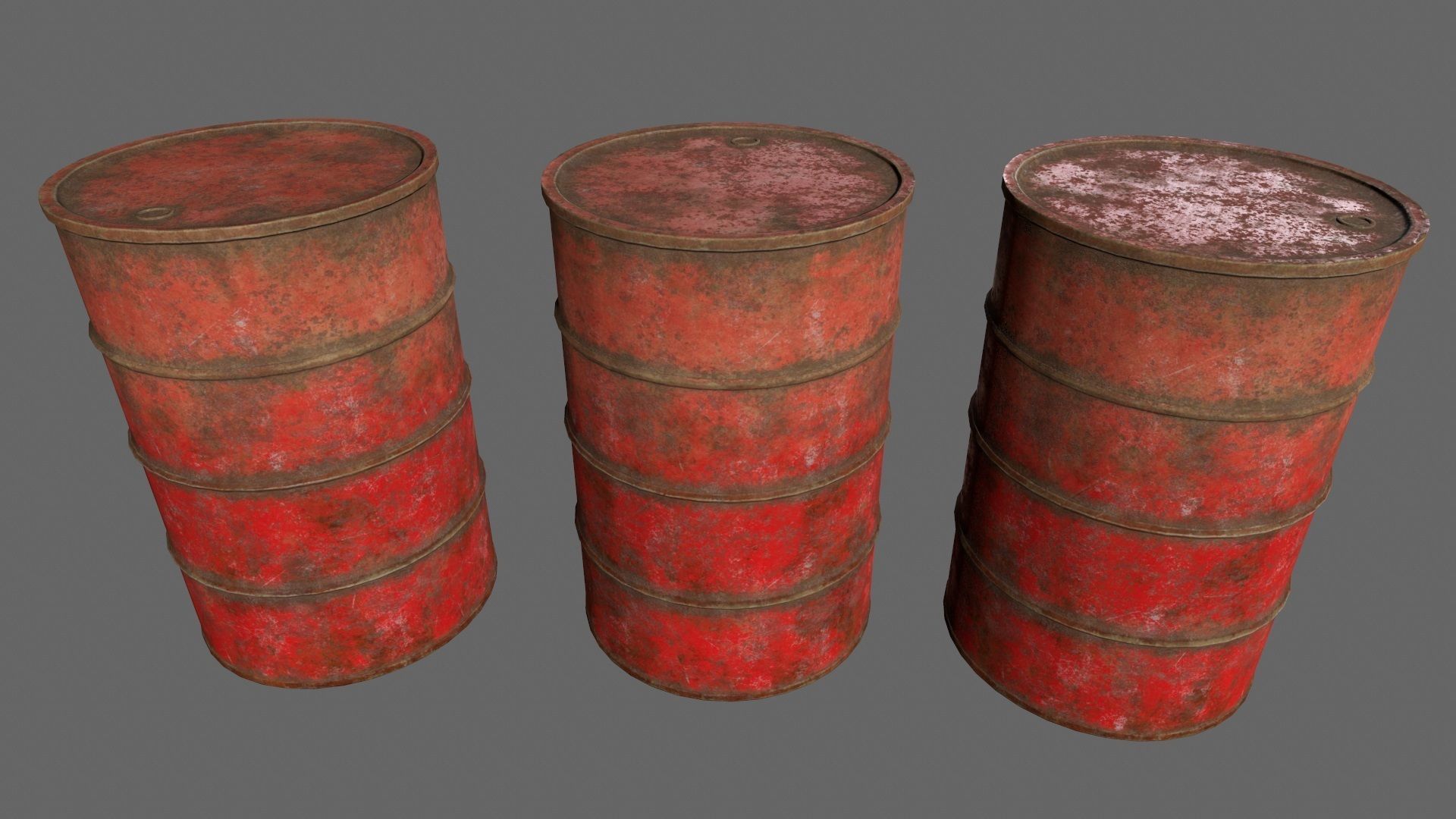 Barrel 1 different colored rusty barrels Low-poly 3D model_6