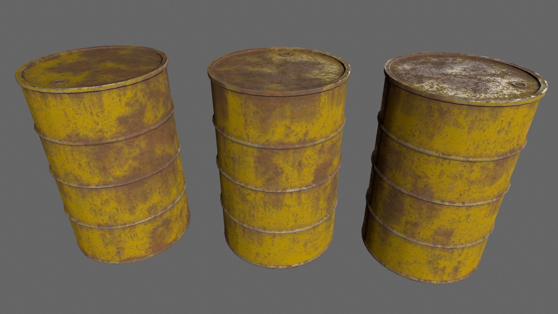 Barrel 1 different colored rusty barrels Low-poly 3D model_12