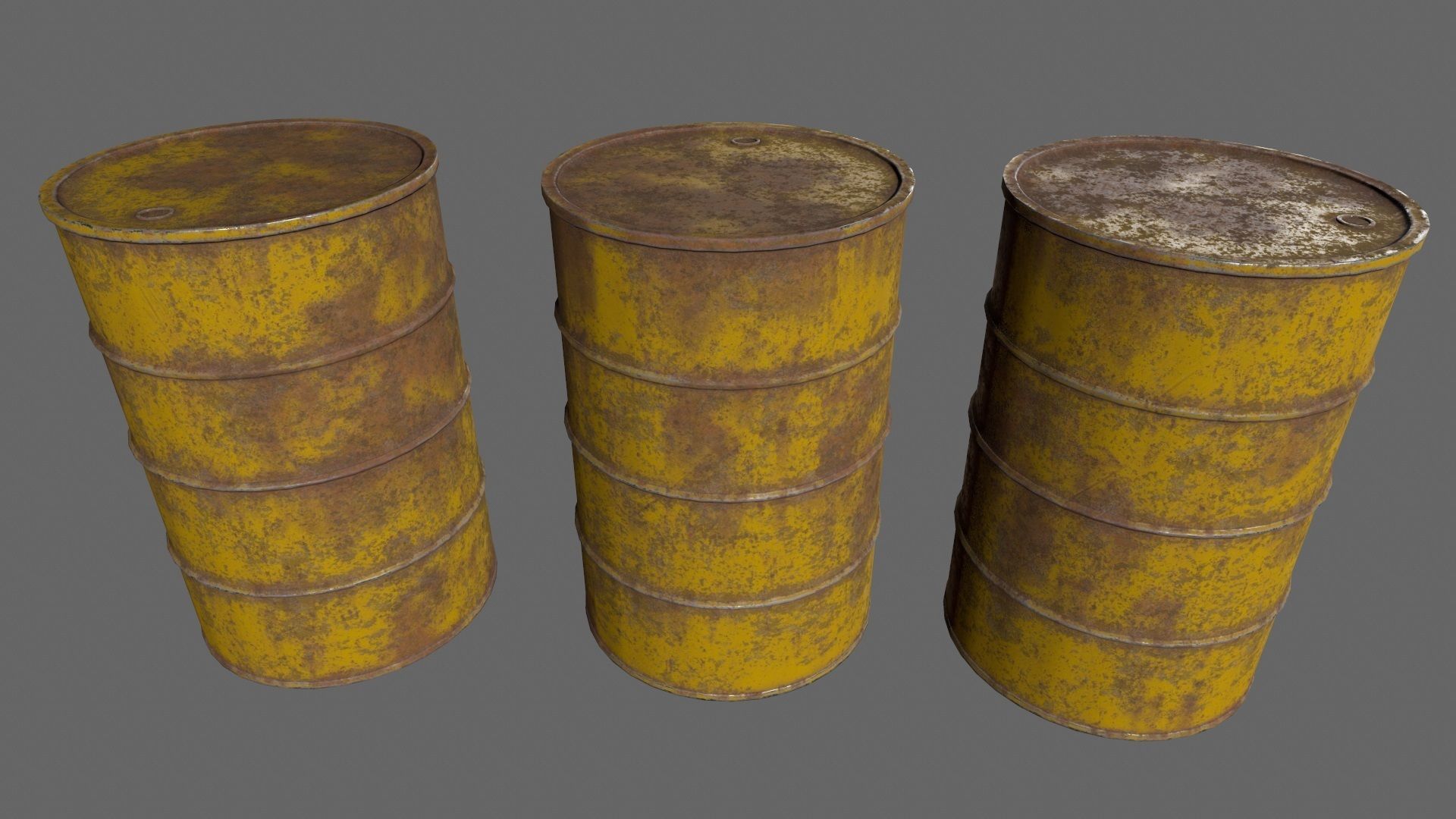 Barrel 1 different colored rusty barrels Low-poly 3D model_10