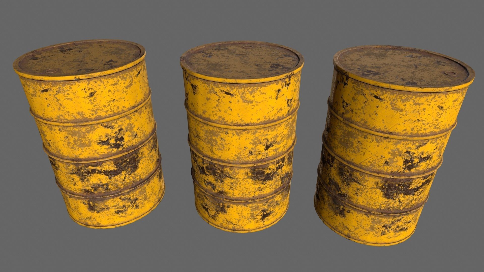 Barrel 1 different colored rusty barrels Low-poly 3D model_7