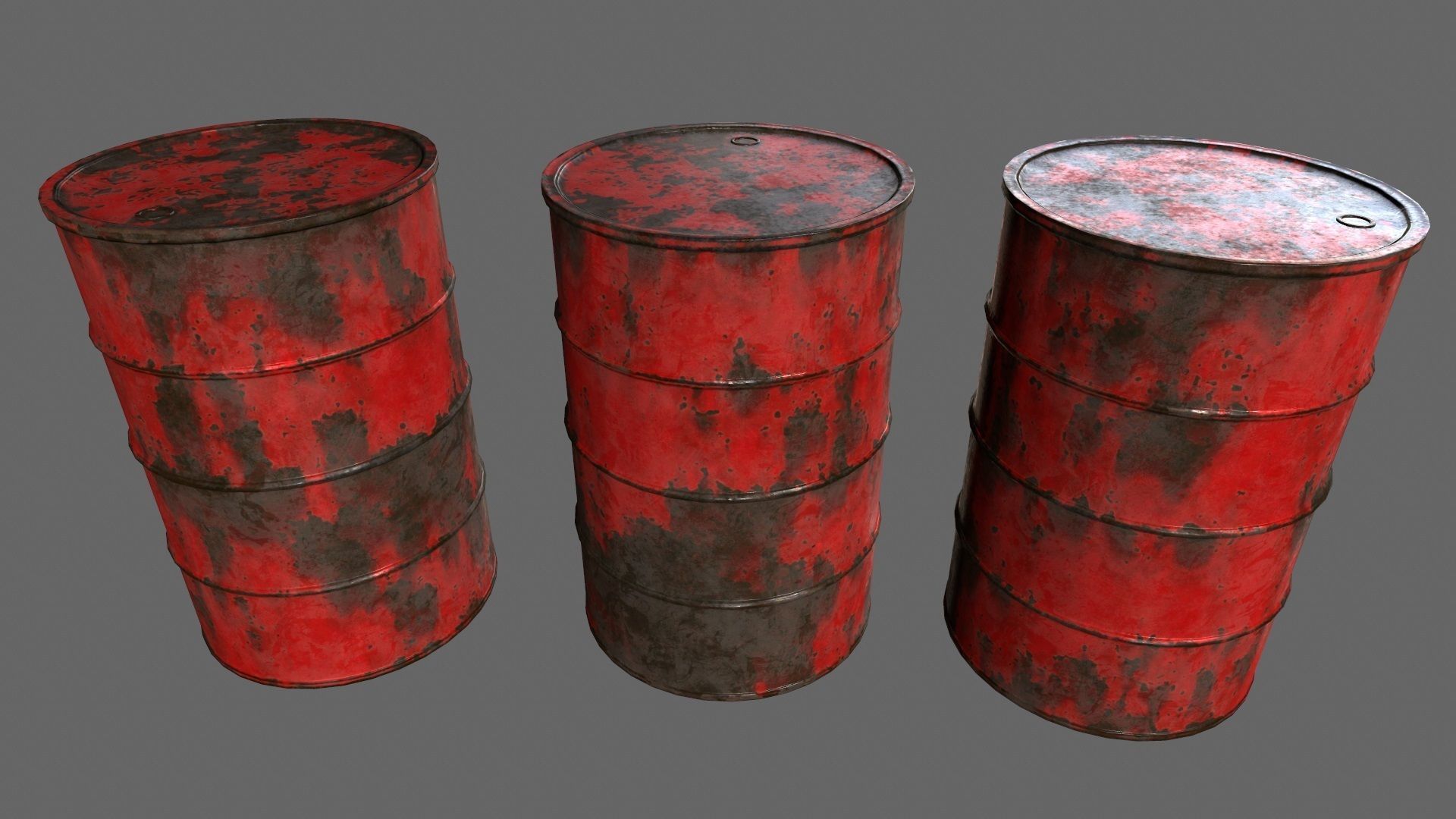 Barrel 1 different colored rusty barrels Low-poly 3D model_4