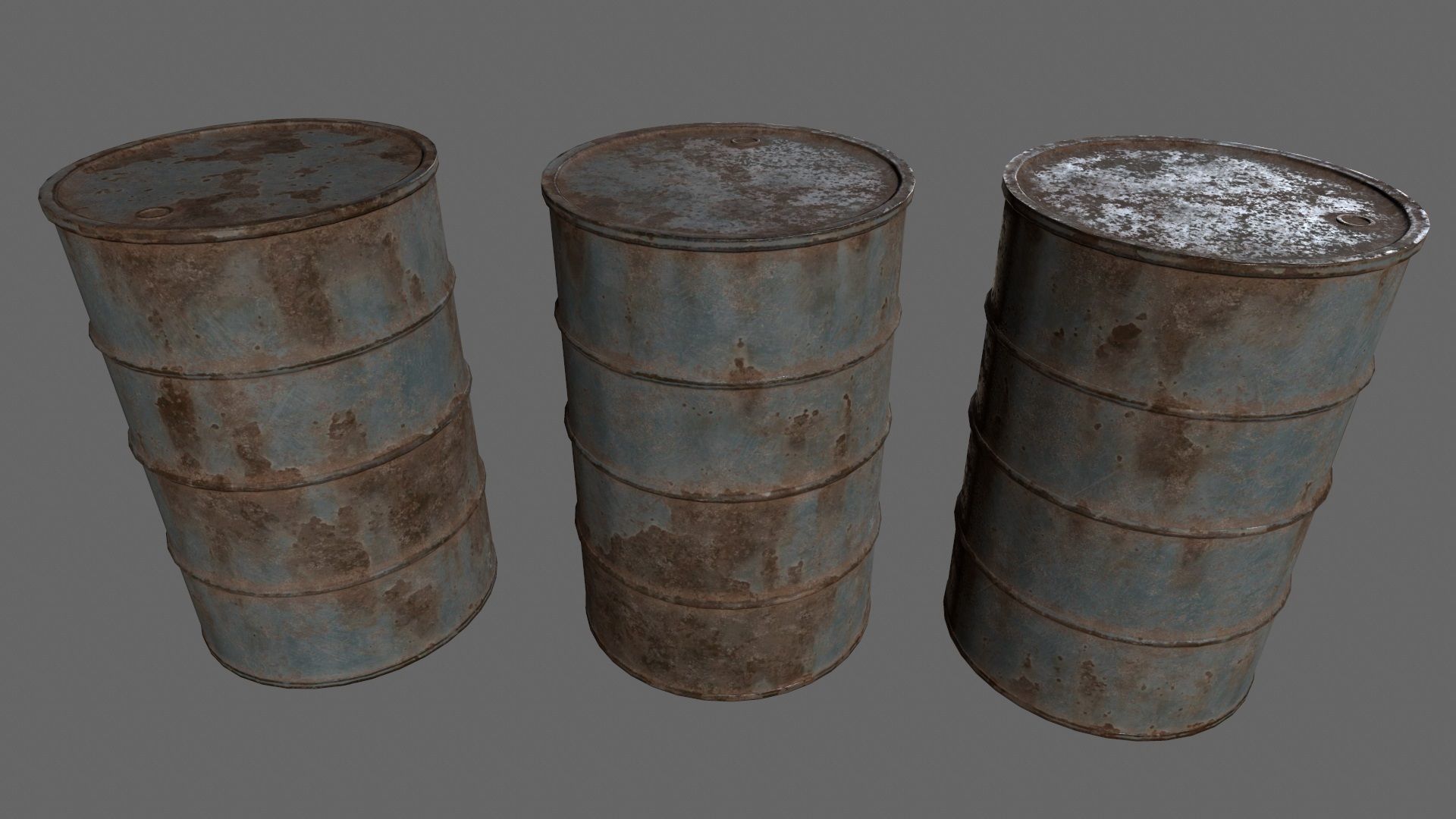 Barrel 1 different colored rusty barrels Low-poly 3D model_5