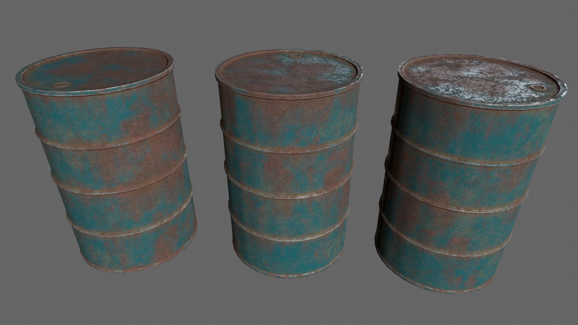 Barrel 1 different colored rusty barrels Low-poly 3D model_8