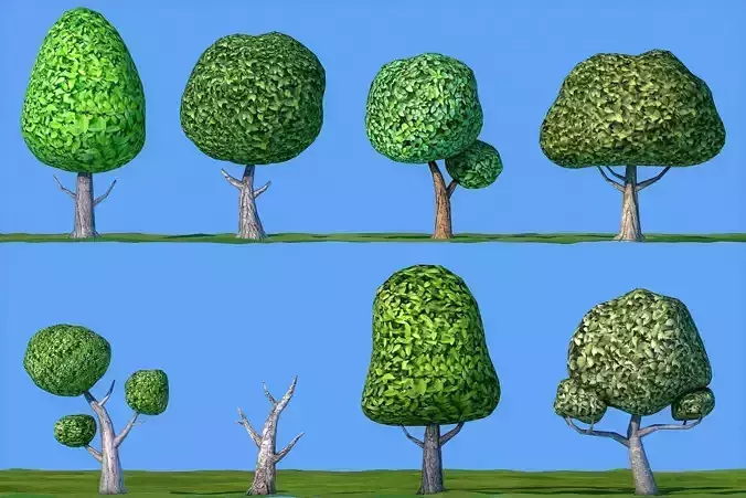 Low Poly Cartoon Tree Pack Textured Low-poly 3D model