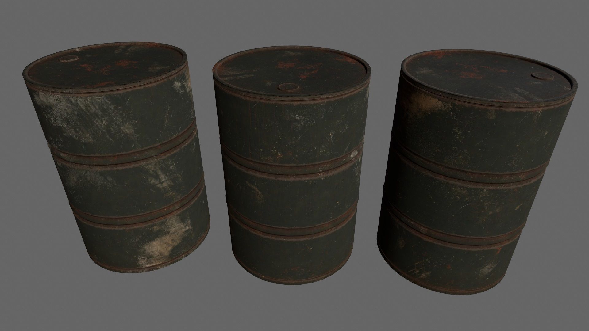 barrel set 4 different colored rusty barrels Low-poly 3D model_12