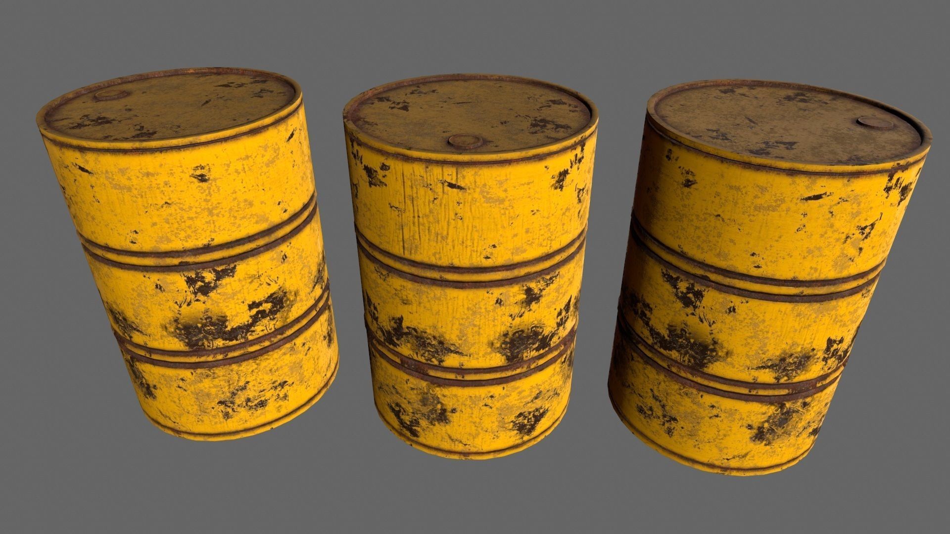 barrel set 4 different colored rusty barrels Low-poly 3D model_6