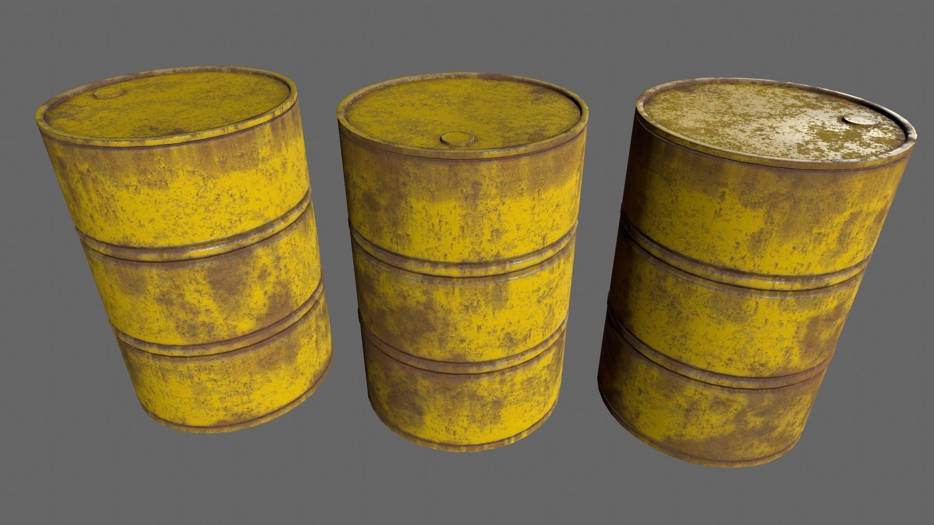 barrel set 4 different colored rusty barrels Low-poly 3D model_11