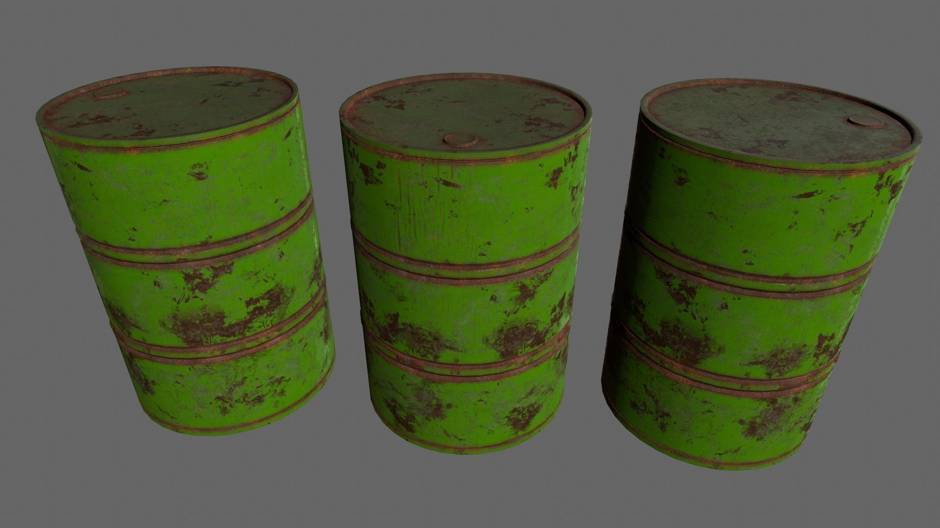 barrel set 4 different colored rusty barrels Low-poly 3D model_5